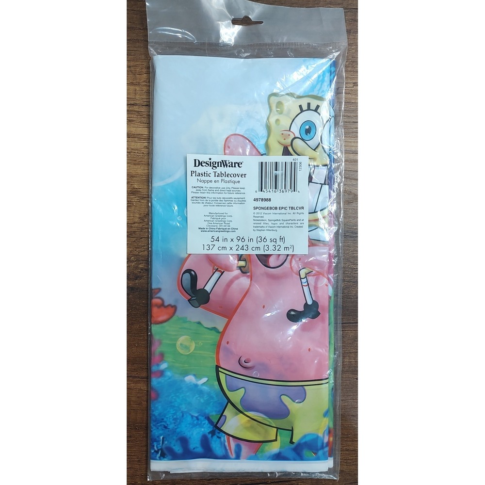 Sponge Bob Square Pants Plastic Table Cover Birthday Party Supplies 1 Ct New B18